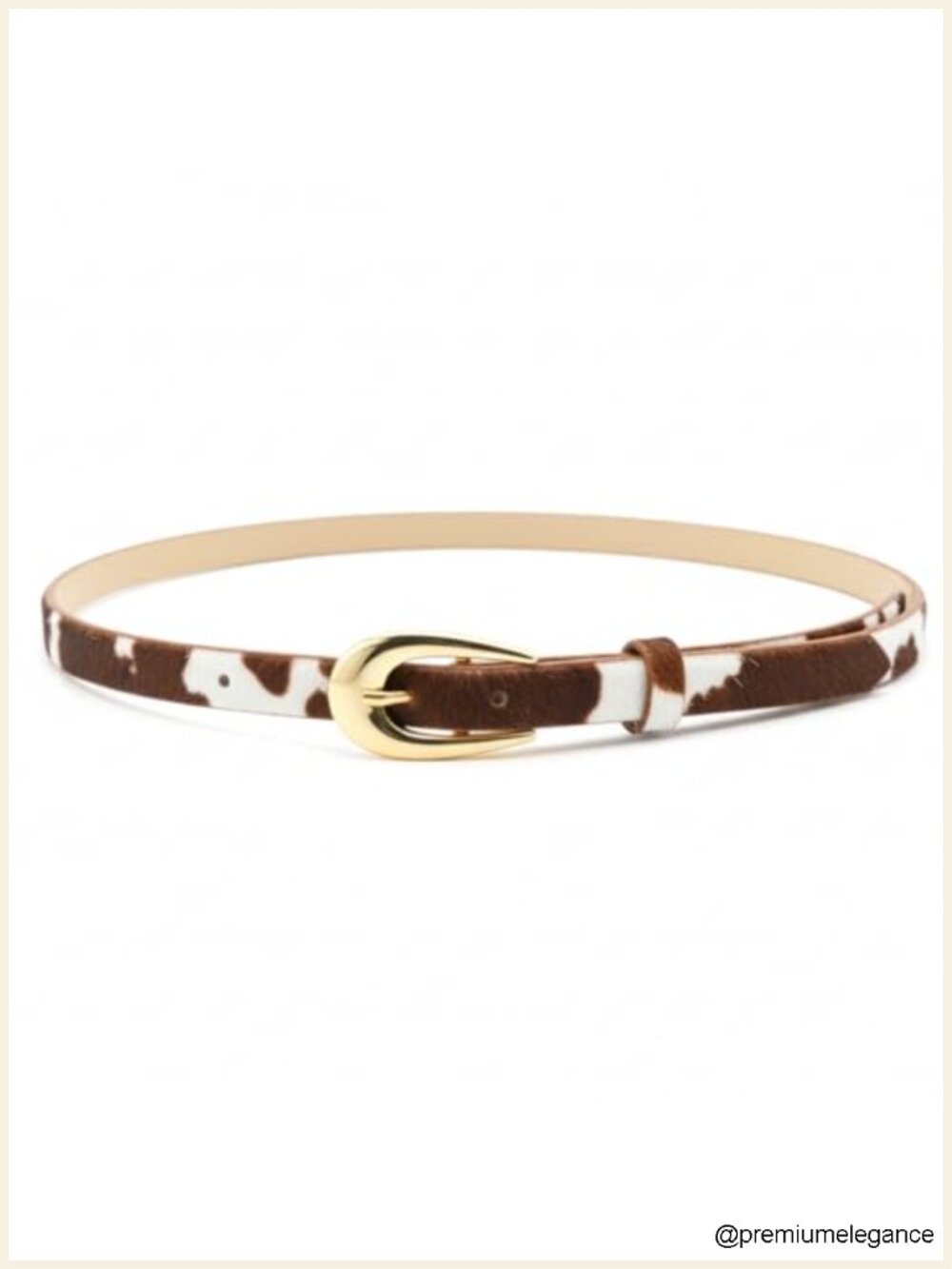 Cow Print PU Leather Skinny Belt with Metal Buckle Western Cowgirl Y2K Style